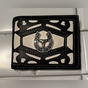 Stylish Black and White Wallet with Silver Accent